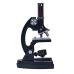 Mikroskopas su pilnu įrankių ir lęšių komplektu